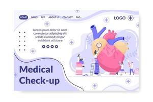 Medizinische Check-up-Landing-Page-Vorlage Gesundheitswesen flaches Design Illustration editierbar von quadratischem Hintergrund für Social Media, Grußkarte oder Web vektor