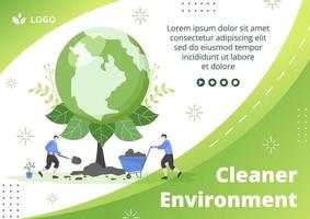 spara planet jorden broschyrmall platt designmiljö med miljövänlig redigerbar illustration fyrkantig bakgrund till sociala medier eller gratulationskort vektor