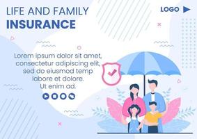 Familienlebensversicherung Broschüre Vorlage flaches Design editierbare Illustration quadratischer Hintergrund für soziale Medien oder Grußkarte vektor