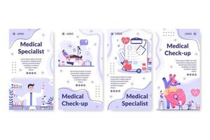 medicinsk kontroll berättelser mall hälsovård platt design illustration redigerbar av kvadratisk bakgrund för sociala medier, gratulationskort eller webb vektor