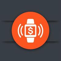 Zahlung mit Smartwatch-Symbol, kontaktloses Bezahlen, Vektorillustration vektor