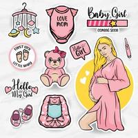 barnkammare klistermärken mamma håller baby clip art samlingar set vektor