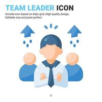 teamledare ikon vektor med platt färg stil isolerad på vit bakgrund. vektor illustration ledarskap tecken symbol ikon koncept för företag, finans, industri, företag, appar, webb och projekt