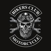 Totenkopf-Biker mit gekreuztem Schraubenschlüssel-Logo vektor