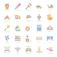 Kinderspielzeug-Icon-Pack für Ihr Website-Design, Logo, App, Benutzeroberfläche. Kinderspielzeug Symbol flaches Design. Vektorgrafiken und bearbeitbarer Strich. vektor