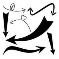 Hand gezeichneter Pfeil-Icon-Set auf schwarzem Hintergrund isoliert. Doodle-Vektor-Illustration. vektor