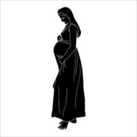 gravid kvinna siluett vektorillustration på vit bakgrund. vektor