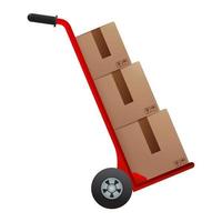 Trolley-Box und Kartonstapel-Vektorillustration, grafisches Element für Logistik-, Versand-, Fracht- und Expeditionsgeschäftszwecke