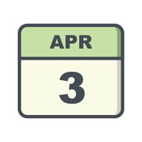 3. April Datum für einen Tagkalender vektor