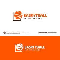 Basketball-Club-Logo-Design-Vorlage, Basketball-Turnier-Logo-Konzept. Basketball-Team-Identität isoliert auf weißem Hintergrund, abstrakte Sportsymbol-Design-Vektorillustrationen vektor