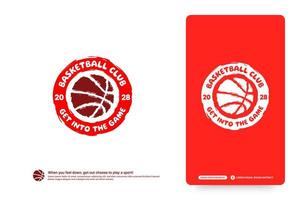 Basketball-Club-Logo-Design-Vorlage, Basketball-Turnier-Logo-Konzept. Basketball-Team-Identität isoliert auf weißem Hintergrund, abstrakte Sportsymbol-Design-Vektorillustrationen vektor