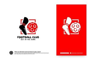 fotbollsklubb logotyp formgivningsmall, fotbollsturneringar logotyp koncept. fotbollslagsidentitet isolerad på vit bakgrund, abstrakt sport symbol design vektorillustrationer. vektor