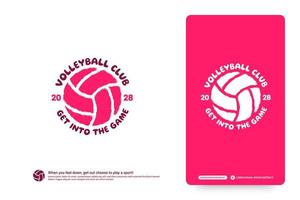 Volleyball-Club-Logo-Design-Vorlage, Volleyball-Turnier-Logo-Konzept. Volleyball-Team-Identität isoliert auf weißem Hintergrund, abstrakte Sportsymbol-Design-Vektorillustrationen vektor
