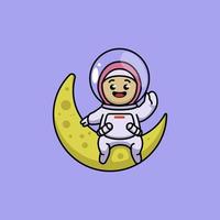 muslimisches Mädchen Astronaut vektor
