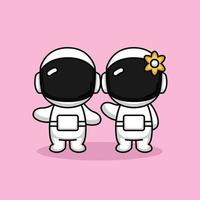 süßes paar astronaut valentinstag vektor