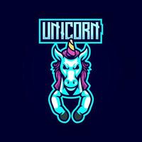 unicorn esport logotyp vektor