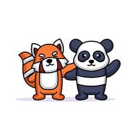 panda och röd panda maskot vektor