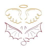 Engel Skizze Flügel Set Vektor. Marker handgezeichneter Stil heiliger Kreationen. Flügel, Vogelfedern, Schwan, Adler. vektor