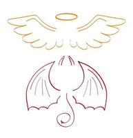 Engel Skizze Flügel Set Vektor. Marker handgezeichneter Stil heiliger Kreationen. Flügel, Vogelfedern, Schwan, Adler. vektor
