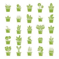 grüne Zimmerpflanze Icons Set vektor