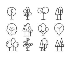träd och tall ikoner set vektor