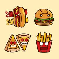 Sammlung von Fast-Food-Roboter-Cartoon-Charakter-Design vektor