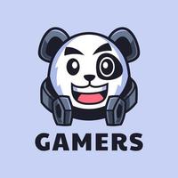 gamer panda tecknad logotyp design vektor