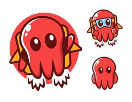 Designvorlage für das Logo des fliegenden Oktopus