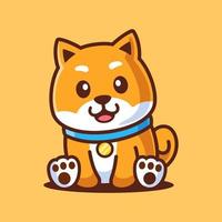 Shiba Inu Hund sitzt Zeichentrickfigur vektor