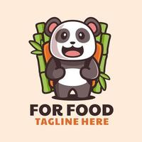 süßer Panda bringt Bambusrucksack-Cartoon-Logo-Design vektor