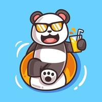 Cartoon-Panda mit Schwimmring-Illustration vektor