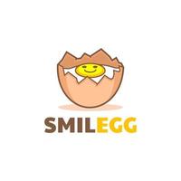einzigartiges gebrochenes gebrochenes Ei Lächeln Emoticon Logo-Design vektor