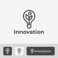 innovation logotyp kreativ vektordesign, färsk idé med glödlampa och trädikonsymbol vektor