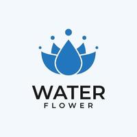 logotyp vektordesign för mineralvattenföretag med vattendroppe och lotusblomma ikonillustration vektor