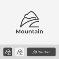 schöner Mono Line Mountain Logo Vektor, Line Art Icon Symbol Illustration Design vektor