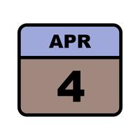 4 april Datum på en enda dagskalender vektor