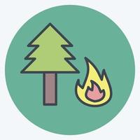 Waldbrand-Symbol im trendigen Farbkamerad-Stil isoliert auf weichem blauem Hintergrund vektor