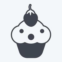 cupcake ikon i trendig glyph stil isolerad på mjuk blå bakgrund vektor