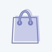 Einkaufstaschensymbol im trendigen zweifarbigen Stil isoliert auf weichem blauem Hintergrund vektor