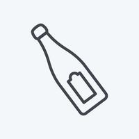 champagneflaska ikon i trendig linjestil isolerad på mjuk blå bakgrund vektor