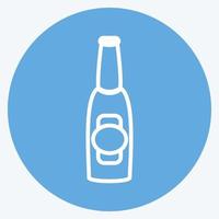Bierflasche i-Symbol im trendigen blauen Augen-Stil isoliert auf weichem blauem Hintergrund vektor
