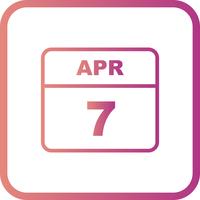 7. April Datum für einen Tagkalender vektor