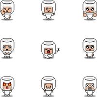 Cartoon Charakter Vektor Illustration Maskottchen Kostüm Set Marshmallow Essen Ausdruck Bündel