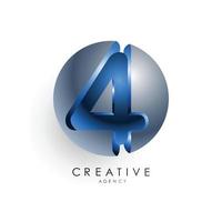 Anfangsbuchstaben-Logo-Vorlage farbig blaugrauer Kreis 3D-Design für Geschäfts- und Firmenidentität