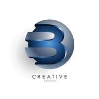 Anfangsbuchstaben-Logo-Vorlage farbig blaugrauer Kreis 3D-Design für Geschäfts- und Firmenidentität vektor