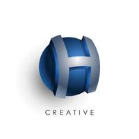 initial bokstav logotyp mall färgad blå grå cirkel 3d-design för företag och företagsidentitet vektor