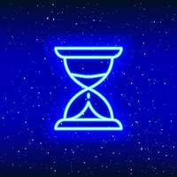 Neon leuchtendes Stern-Sanduhr-Design. lineares Zeitleistendesign. Konzept der Neon-Sanduhr im Weltraum. einzigartiges und realistisches Neon-Symbol. lineares Symbol auf blauem Hintergrund. vektor
