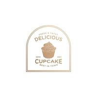 Cupcake-Logo-Design-Vorlage Vektor-Premium, Bäckerei, Bäckerei-Logo, Brot frisch, Haus backen vektor