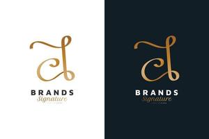 elegantes initiales c- und b-logo-design mit handschrift im goldfarbverlauf. cb Signature Logo oder Symbol für Hochzeit, Mode, Schmuck, Boutique, botanische, florale und geschäftliche Identität vektor