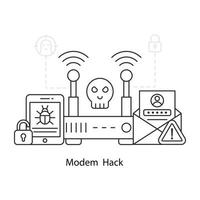 eine perfekte Designillustration des Modem-Hack vektor